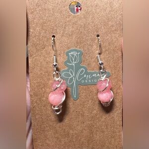 Pink Rose quartz Dangle Earrings